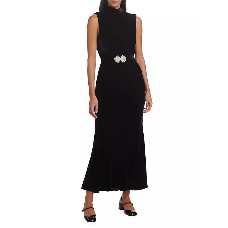 Saloni- Fleur Velvet Maxi Dress