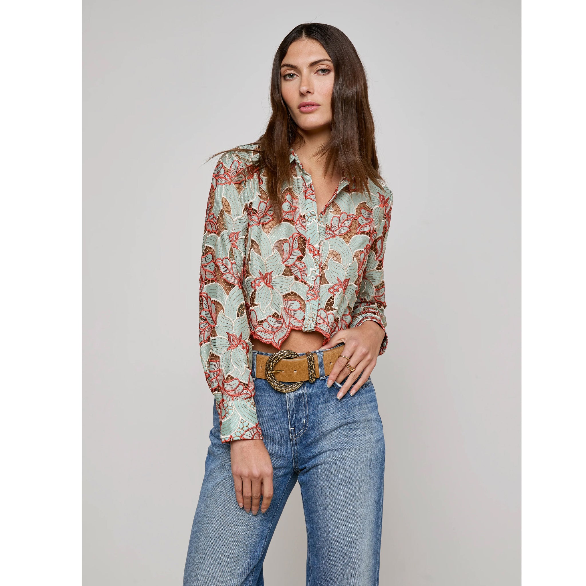 L'AGENCE- Akemi Cropped Lace Top