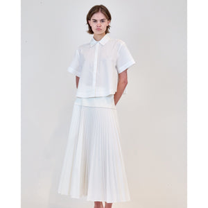 Jonathan Simkhai- Bernie Short Sleeve Pleated Top