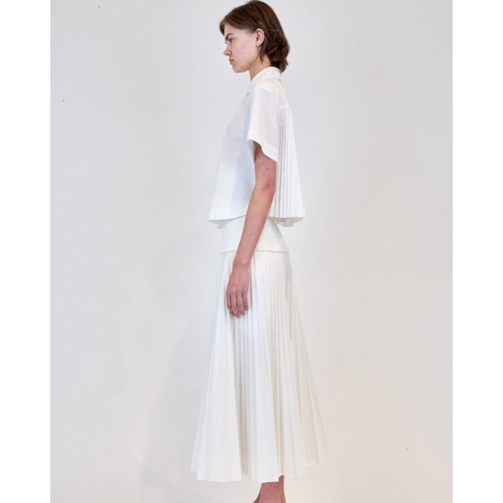 Jonathan Simkhai- Bernie Short Sleeve Pleated Top