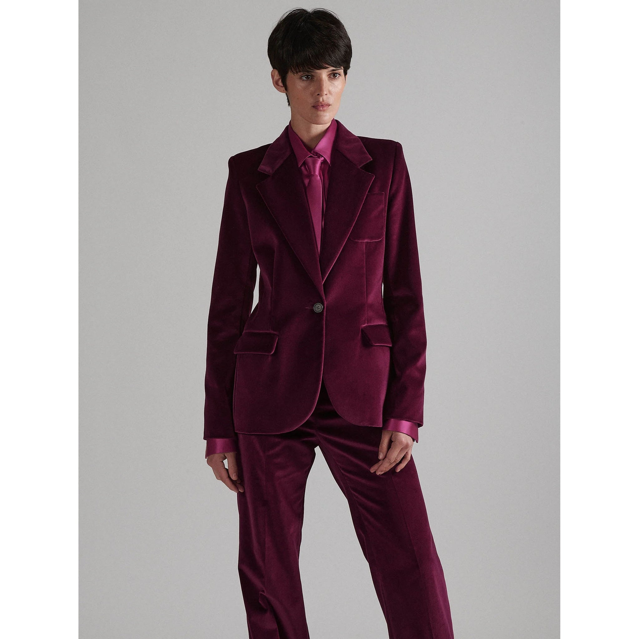 Barbara Bui- Fitted Pomegranate Velvet Jacket