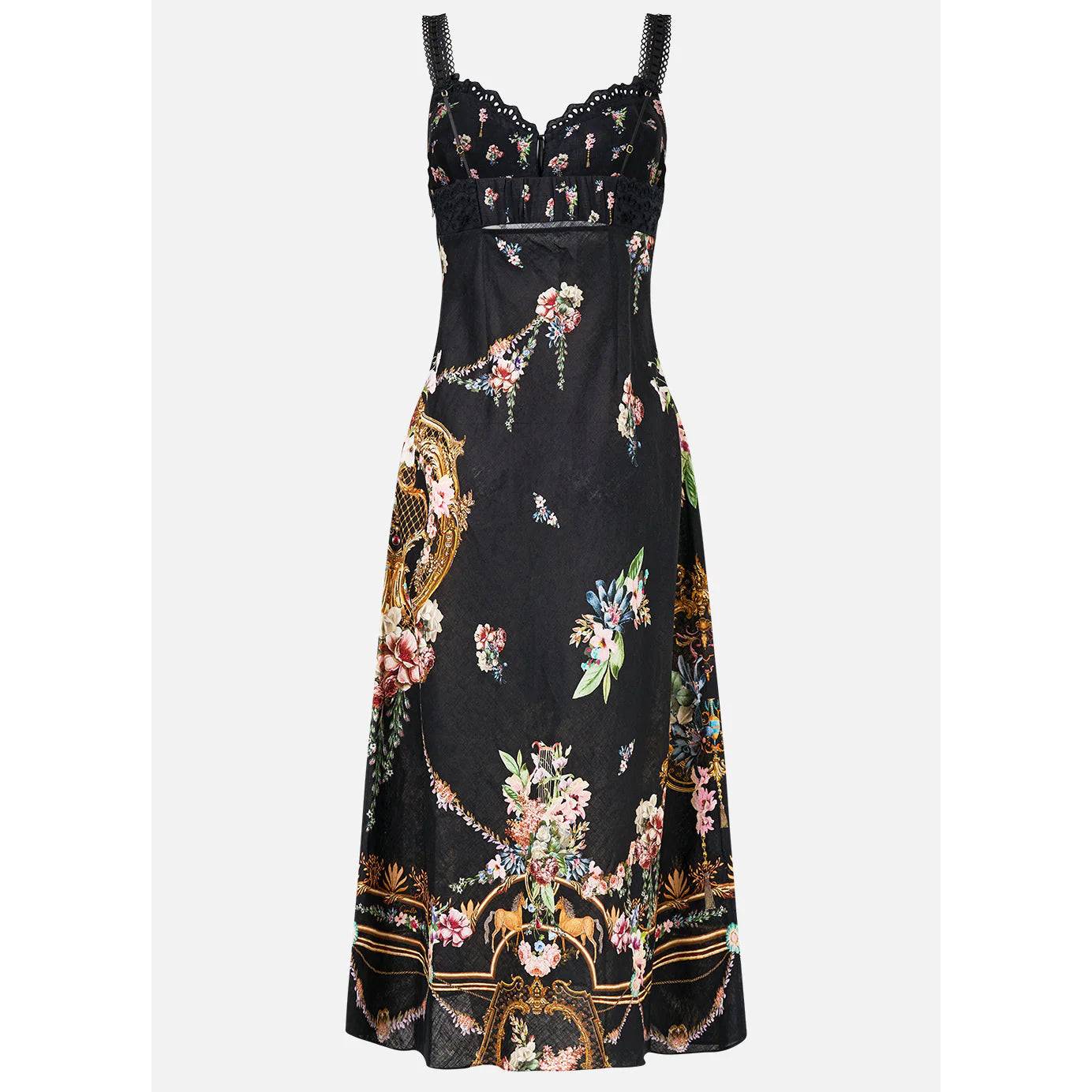 Camilla- Embroidered Bodice Bias Dress