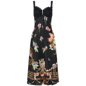 Camilla- Embroidered Bodice Bias Dress