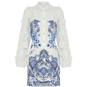 Camilla- Butterfly Detail Lace Sleeve Mini Dress