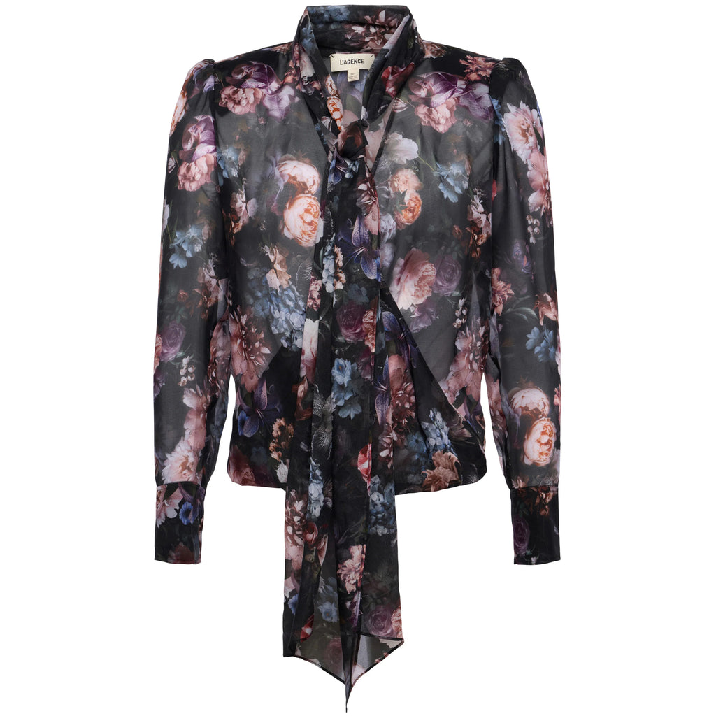 L'AGENCE- Cambria Silk Tie Neck Blouse