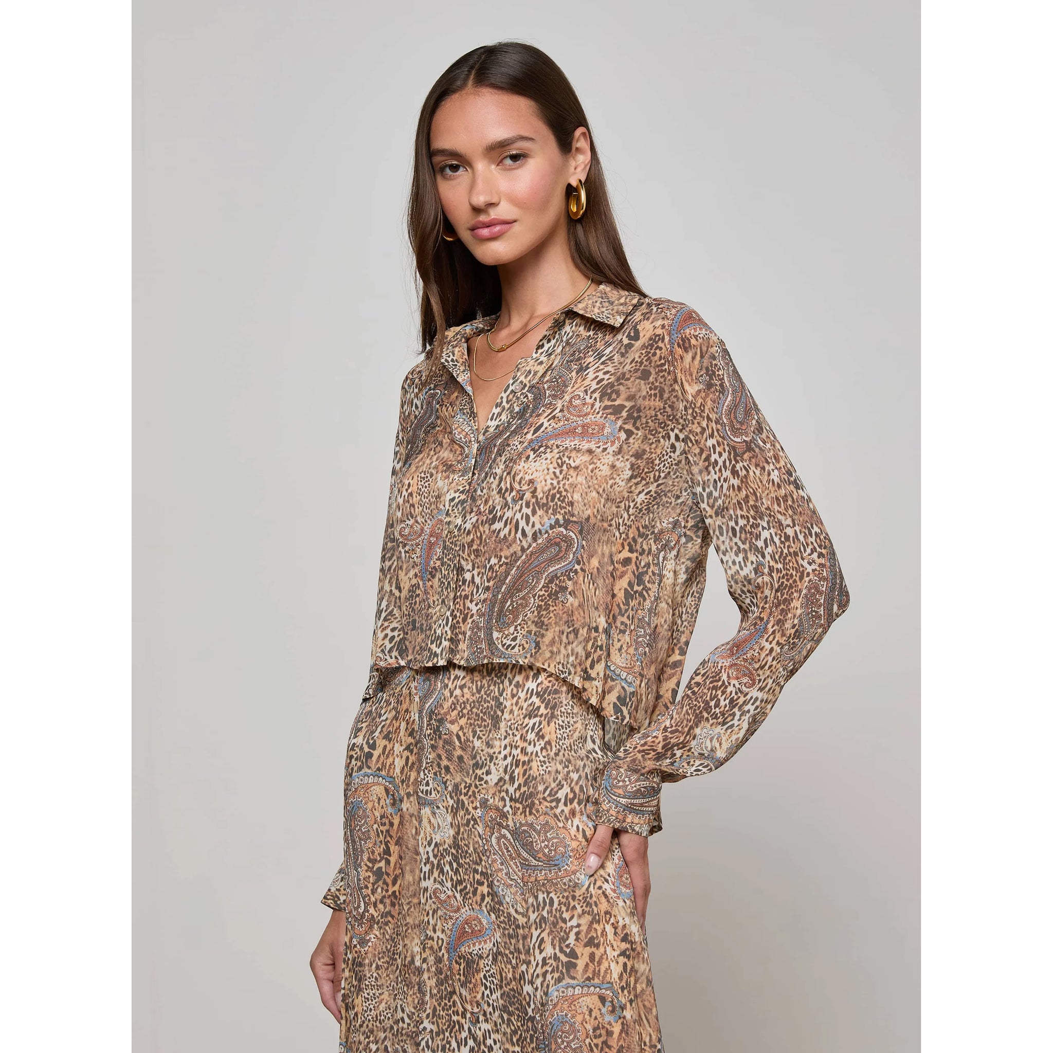 L'AGENCE- Cosette Crop Hi Low Shirt
