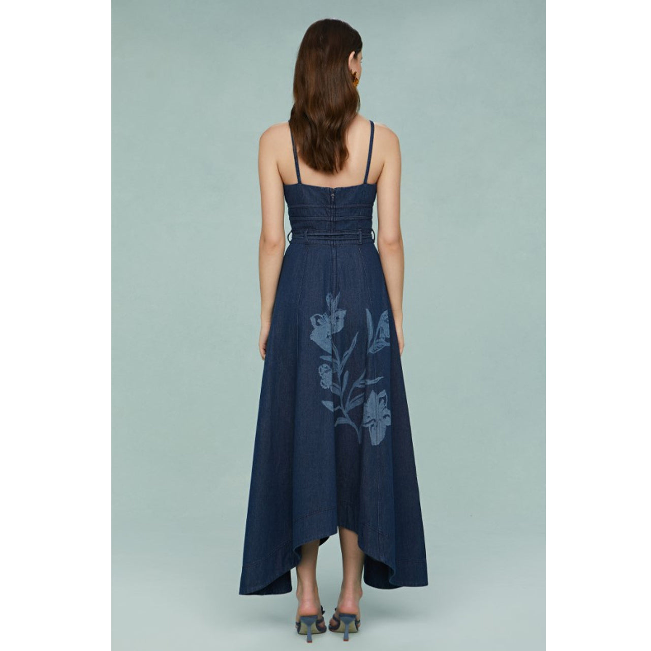 Amur- Dana Printed Denim Midi Dress