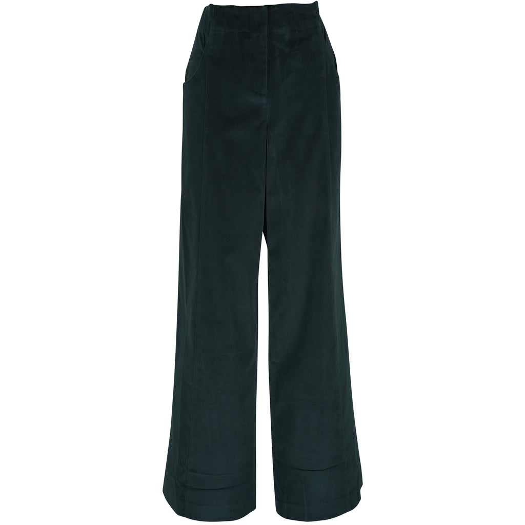 TWP- Demie Straight Forrest Green Velvet Trousers