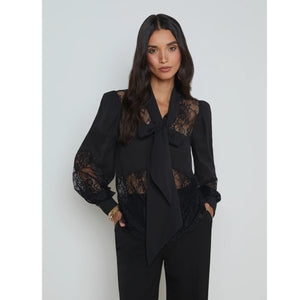 L'AGENCE- Emmelina Lace Tie Neck Blouse