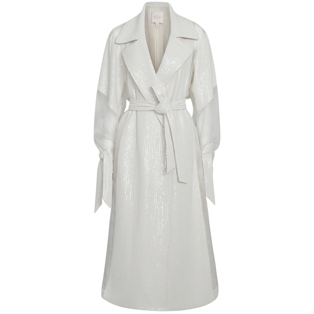 TWP-Foreign Affair Sequined Silk Organza Trench Coat