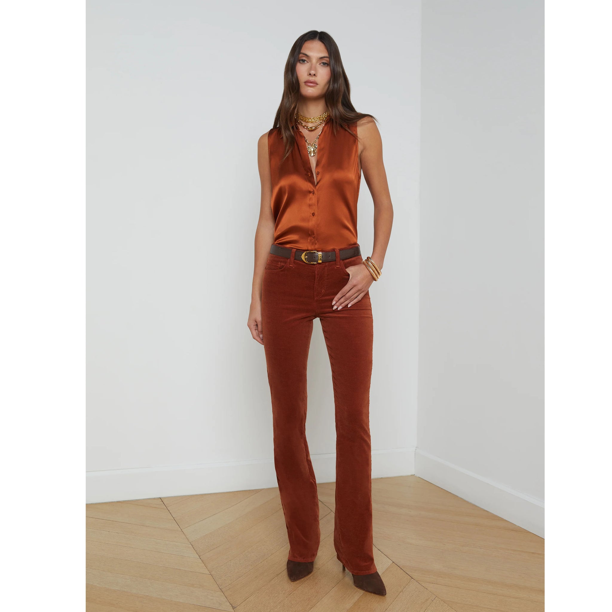 L'AGENCE- Stevie High Rise Straight Velvet Jeans