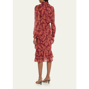 Saloni- Isa Ruffle Dress in Ruby Paisley