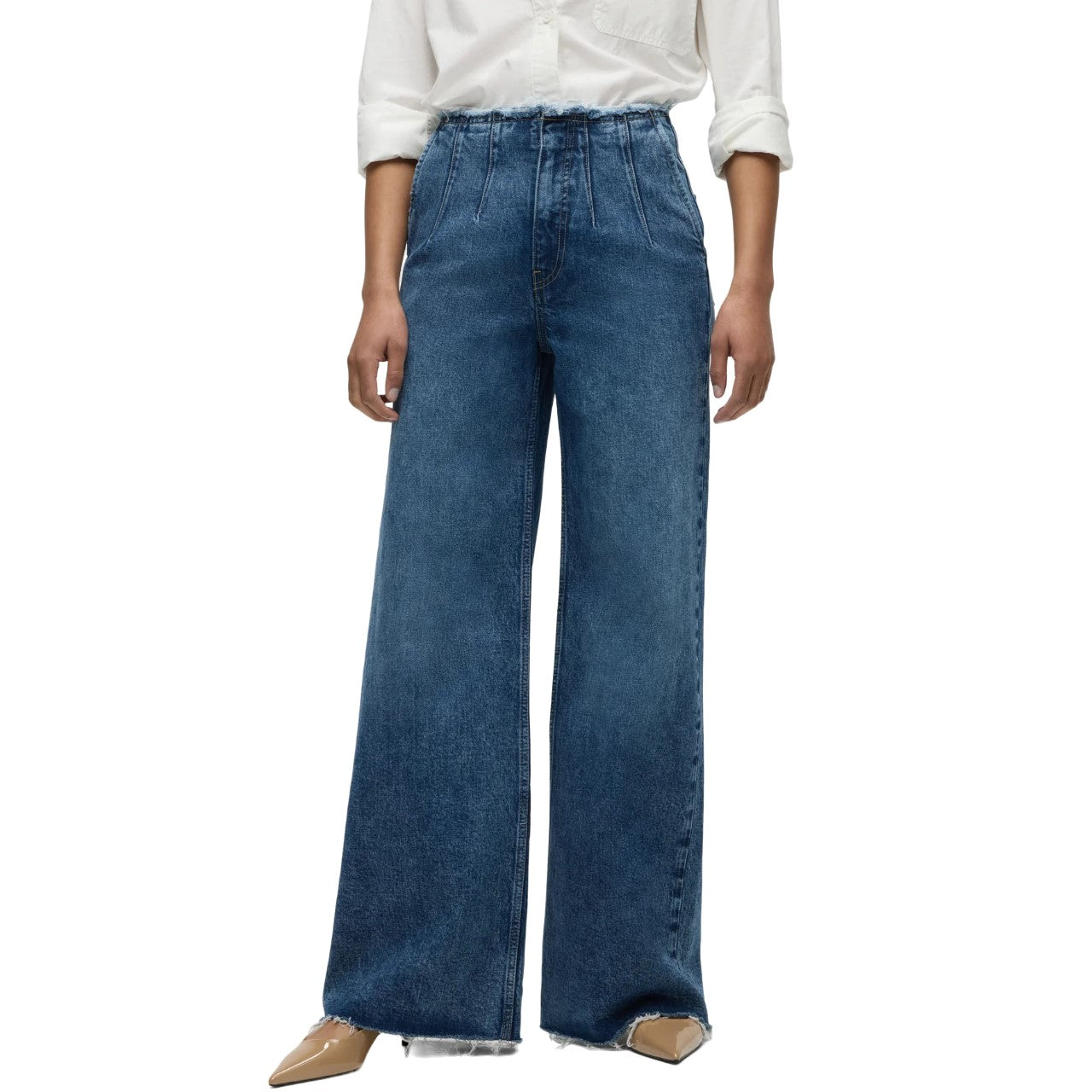Hudson- James High Rise Darted Wide Leg Jeans – Angela's Edit