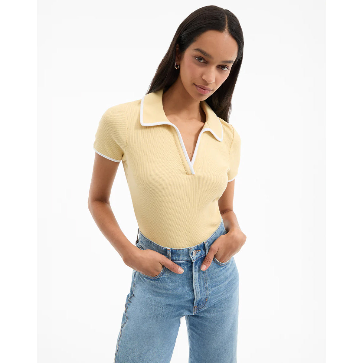 Veronica Beard- Kearney Tee with Contrast Piping