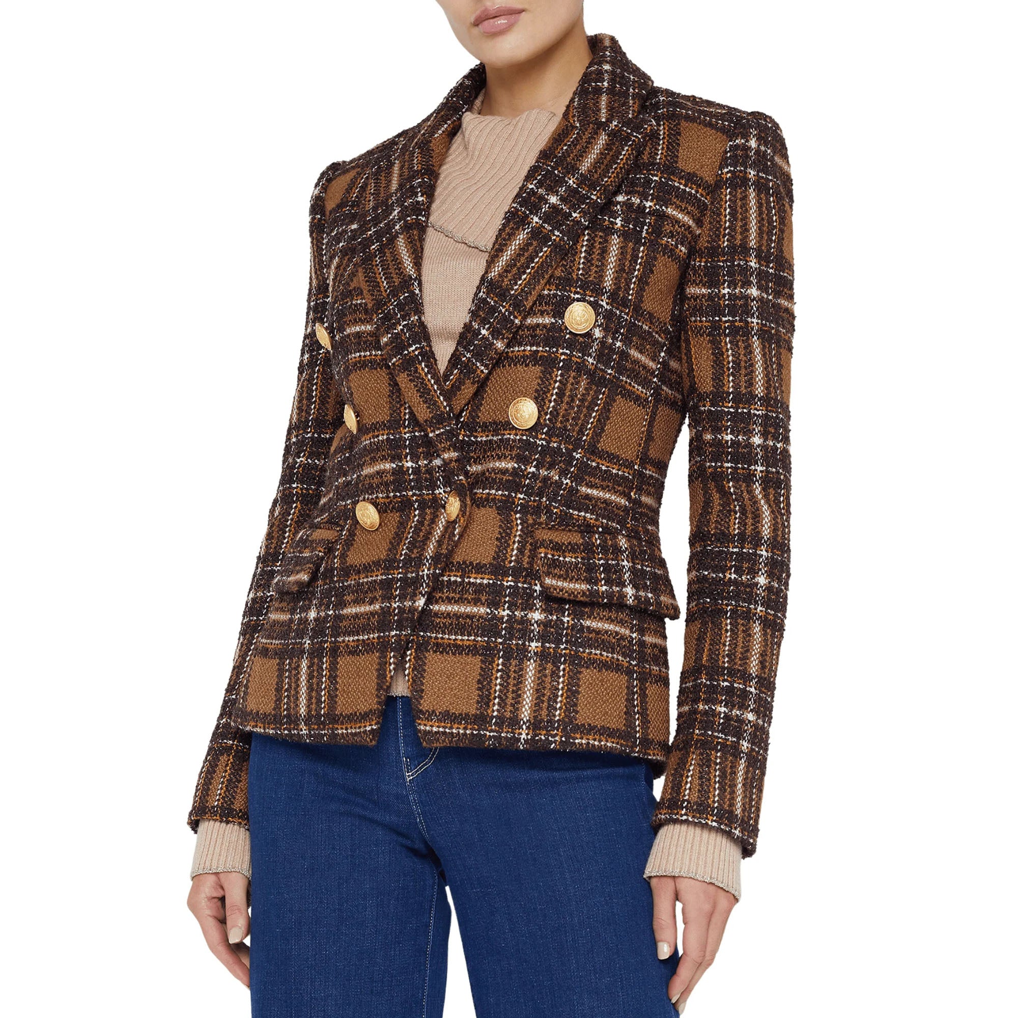 L'AGENCE- Kenzie Double Breasted Plaid Blazer