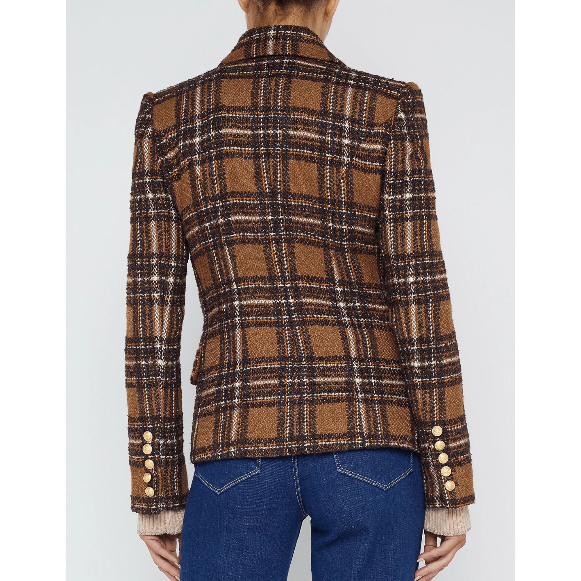 L'AGENCE- Kenzie Double Breasted Plaid Blazer