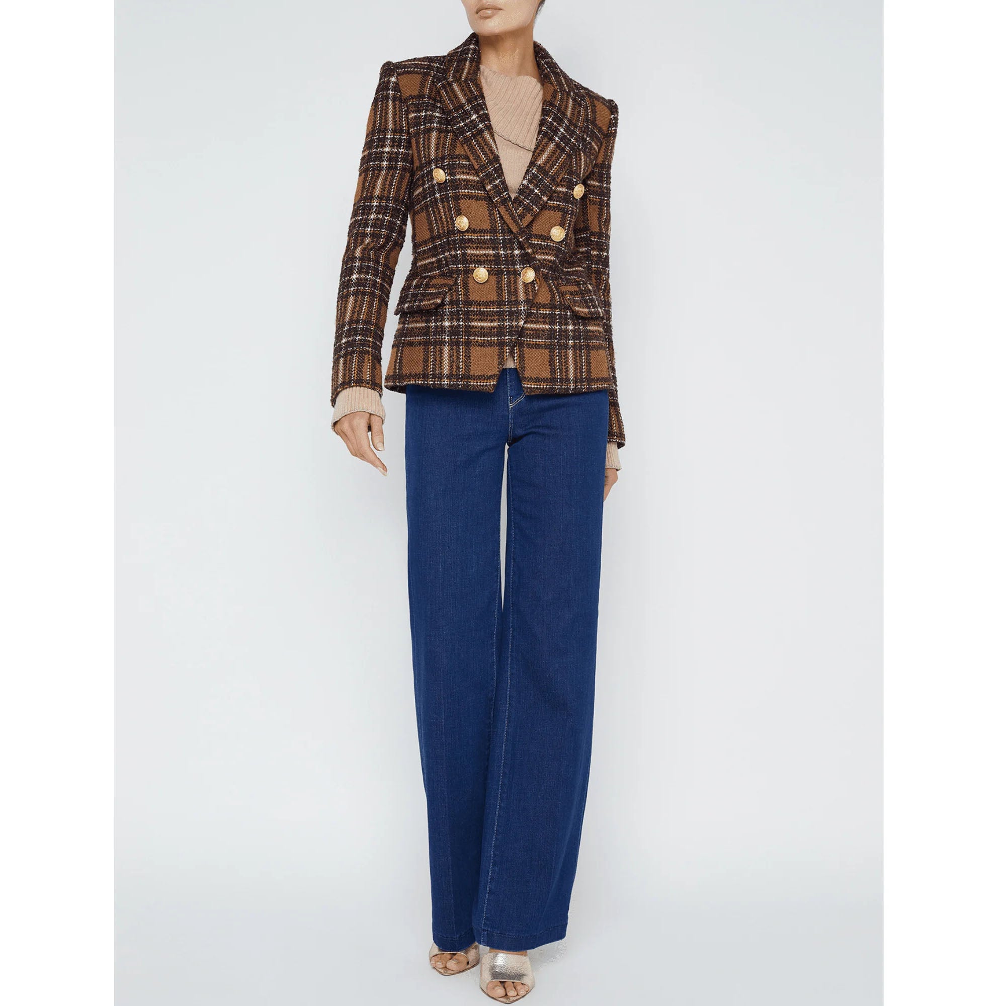 L'AGENCE- Kenzie Double Breasted Plaid Blazer