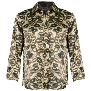 L'AGENCE- Dani Silk Blouse with Lips Print