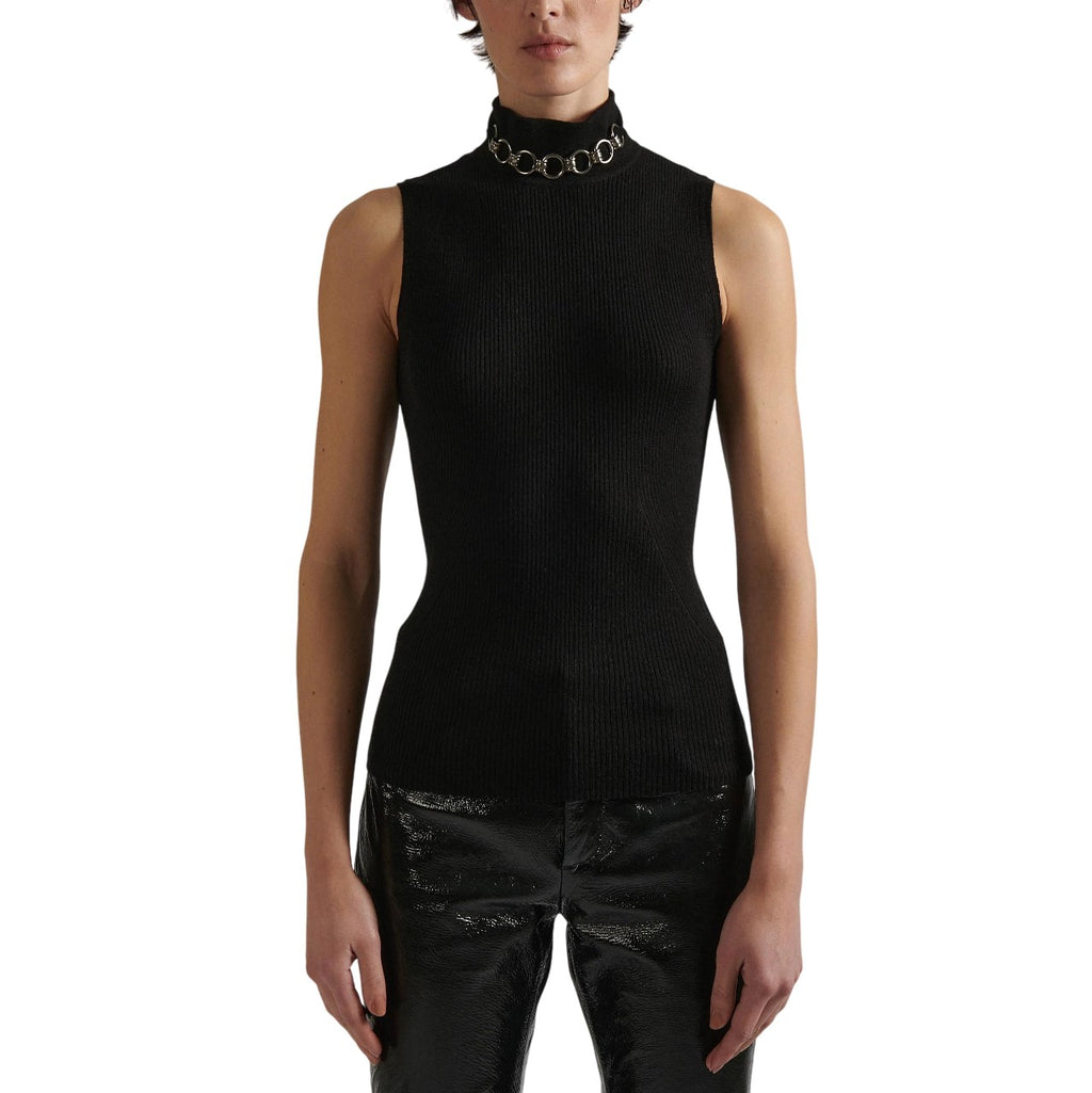 Barbara Bui- Sleeveless Turtleneck with Chain Detail