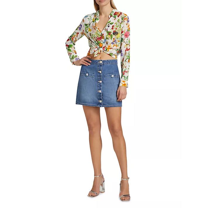 L'AGENCE- Kris Button Front Mini Skirt