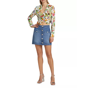 L'AGENCE- Kris Button Front Mini Skirt