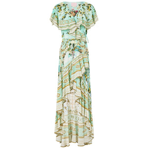 Camilla- Frill Sleeve Long Dress