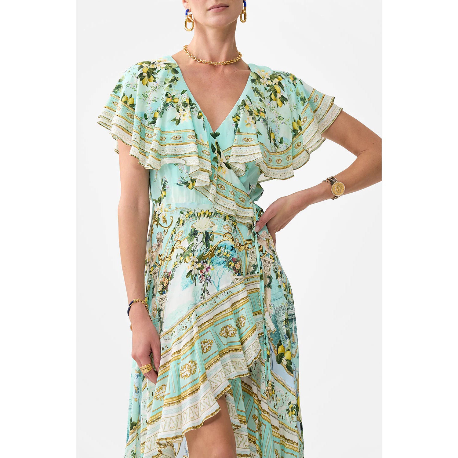 Camilla- Frill Sleeve Long Dress