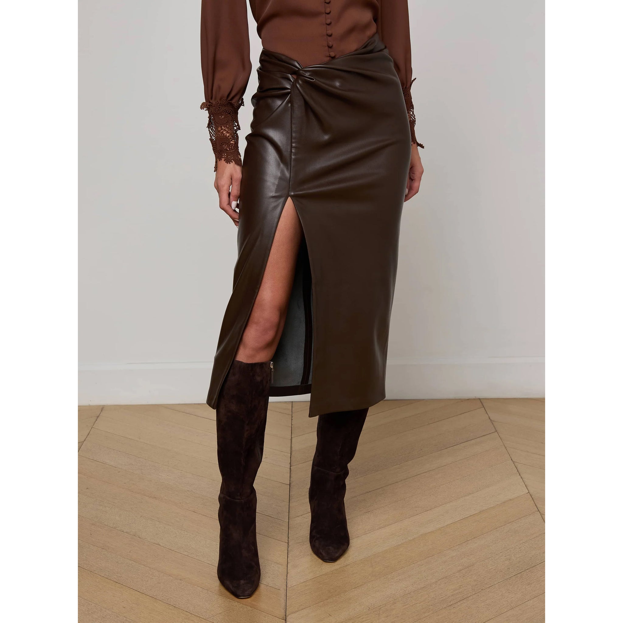 L'AGENCE- Lilou Vegan Leather Skirt