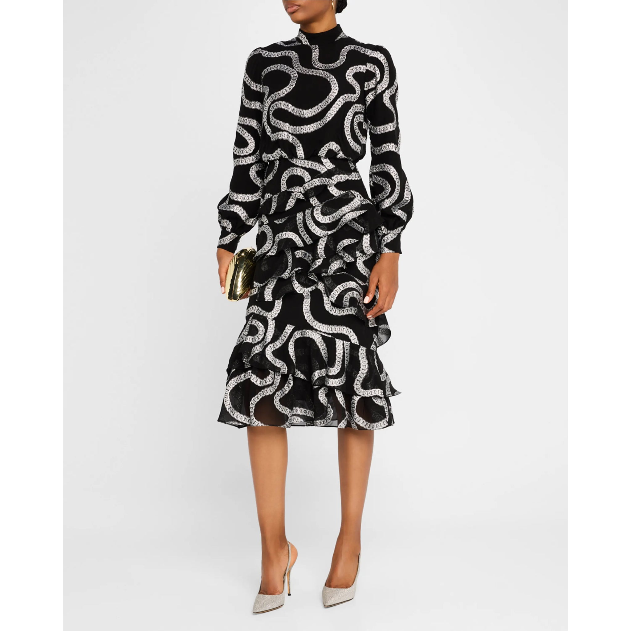 Saloni- Isa Ruffle Midi Dress