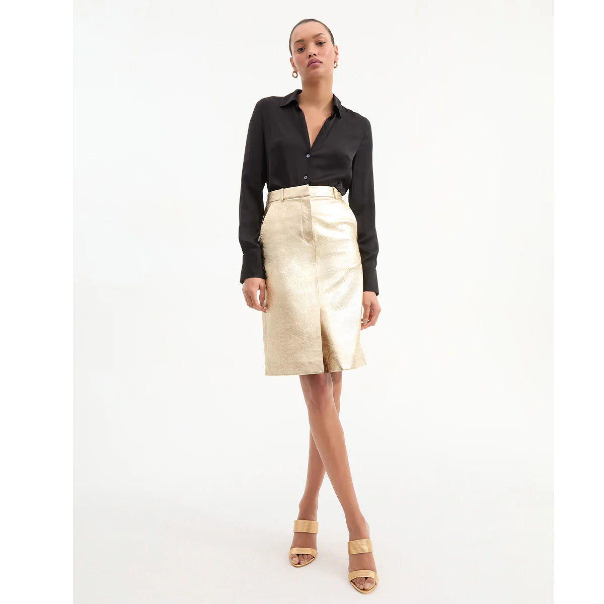 Veronica Beard- Maxine Leather Midi Skirt