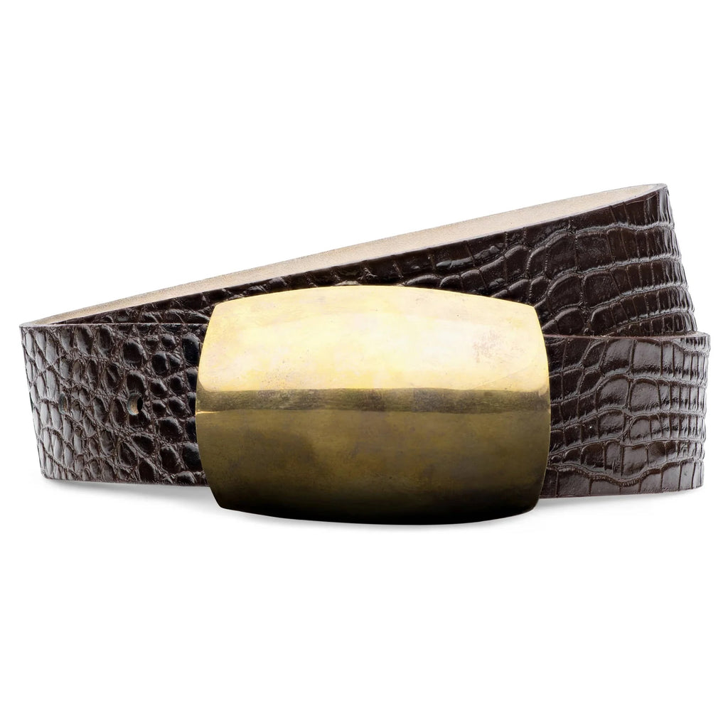 L'AGENCE- Milou Domed Croc Embossed Belt