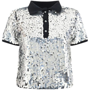 Pinko- Sequin Polo Top