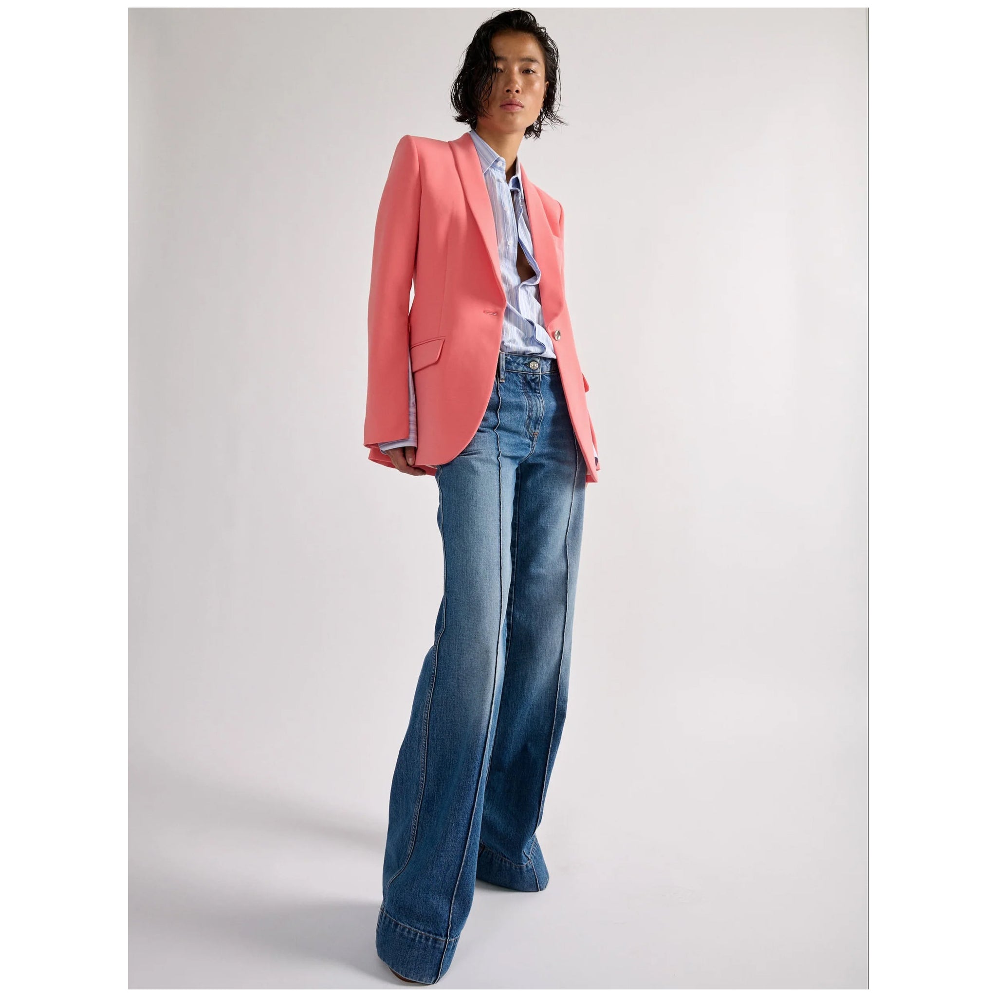 Barbara Bui- Zipped-sleeve suit jacket in tangerine caddy