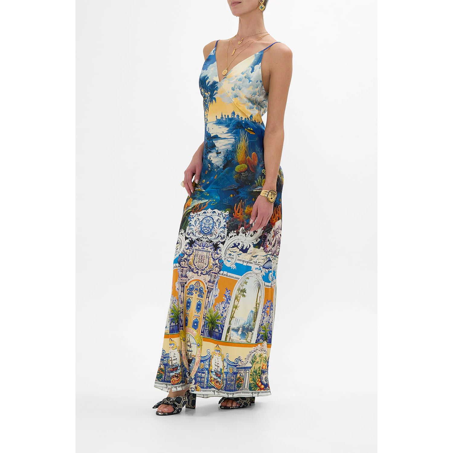 Camilla- V Neck Full Length Bias Slip Dress
