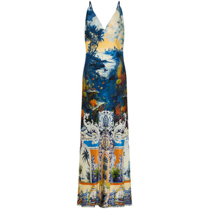 Camilla- V Neck Full Length Bias Slip Dress