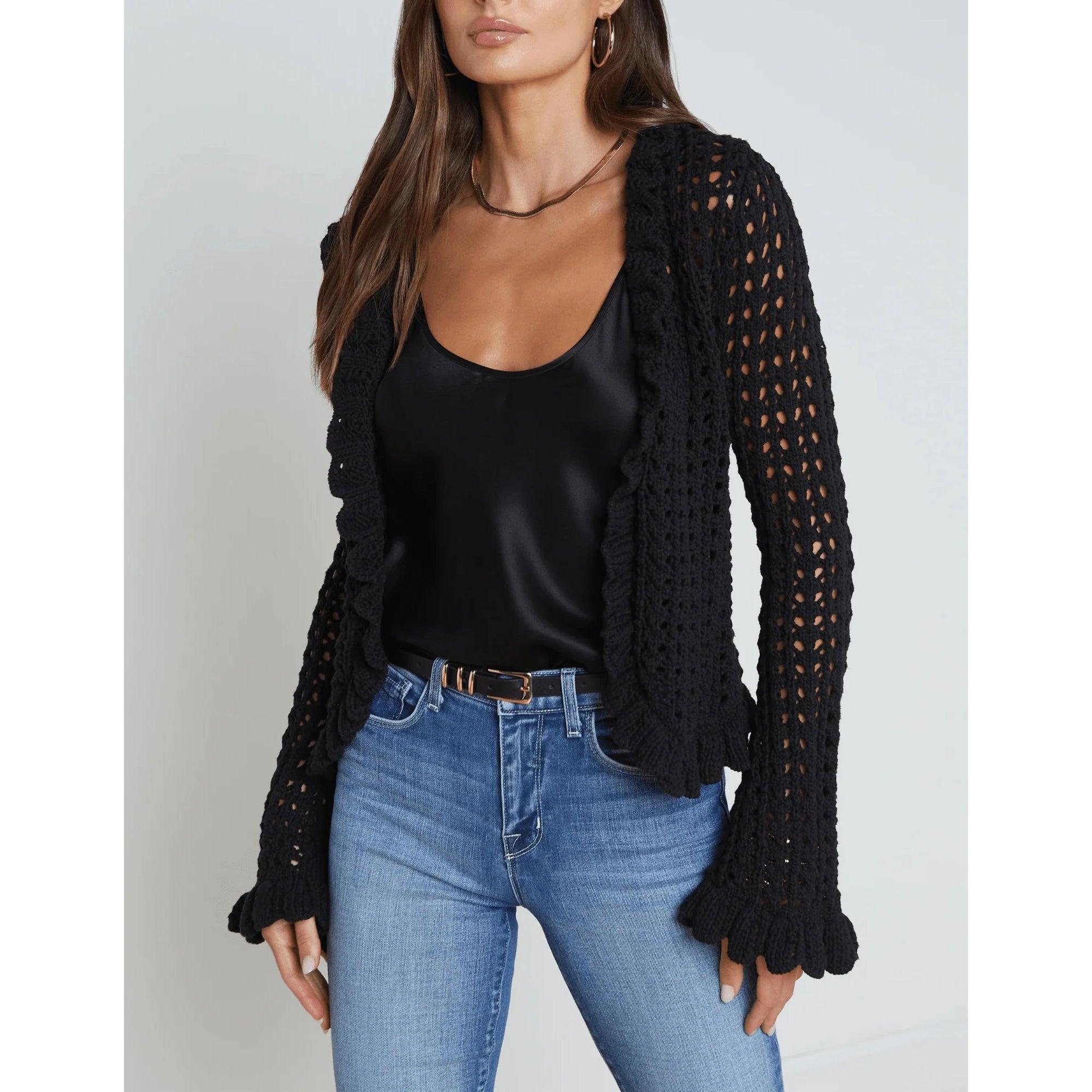 L'AGENCE- Solaris Crochet Open Cardigan