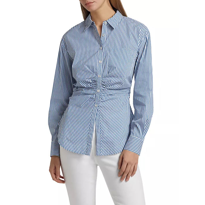 Veronica Beard- Bosco Striped Ruched Shirt