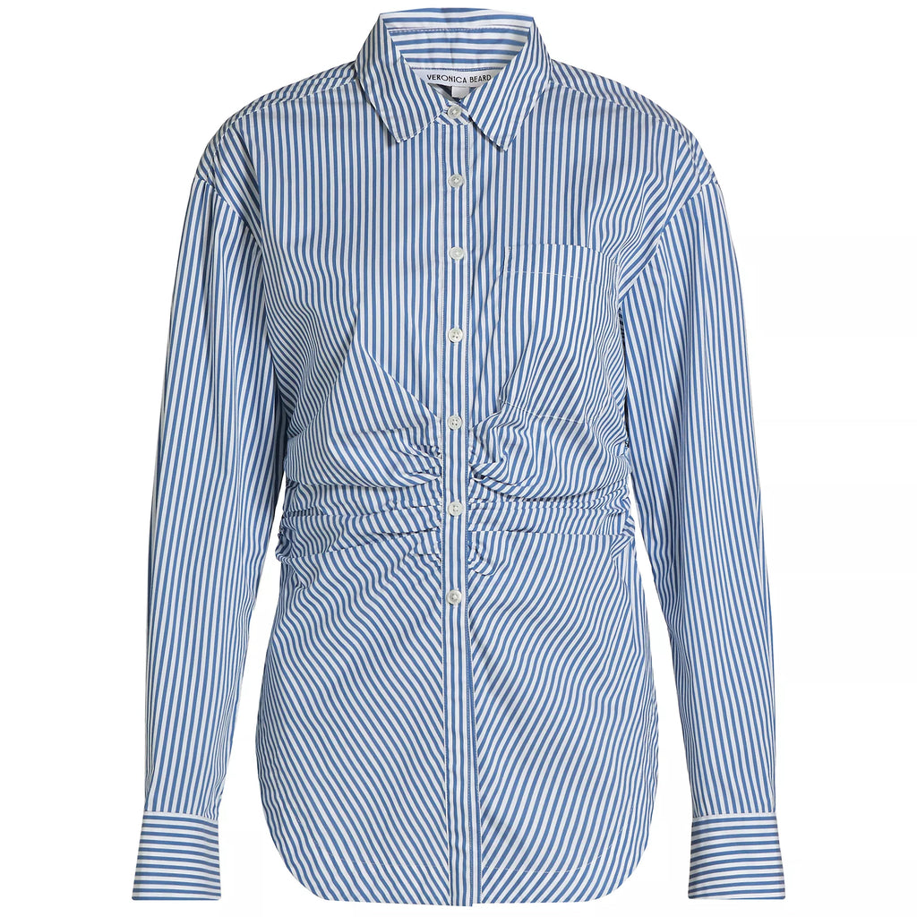 Veronica Beard- Bosco Striped Ruched Shirt