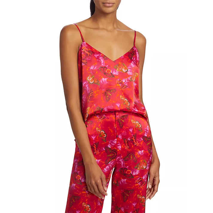 L'AGENCE- Jane Butterfly Print Silk Camisole